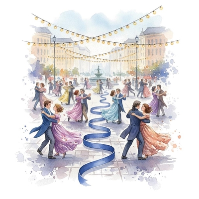 Johann Strauss II presenting the backstory of his The Blue Danube