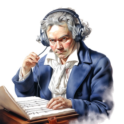Beethoven composing a track.