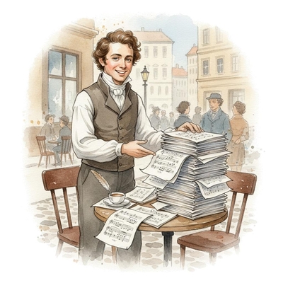 Schubert presenting the backstory of his Serenade (Ständchen)