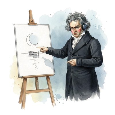 Beethoven presenting the backstory of his Moonlight Sonata