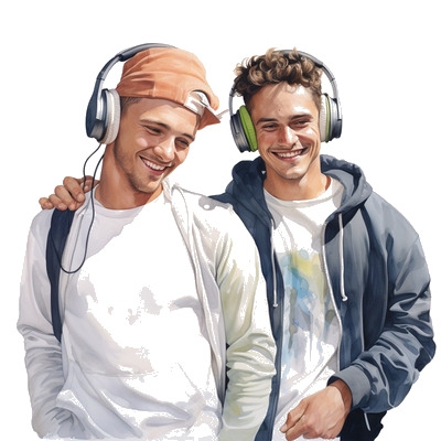 Two males listening to Bach