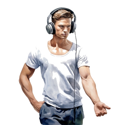 Male listening to ballet music